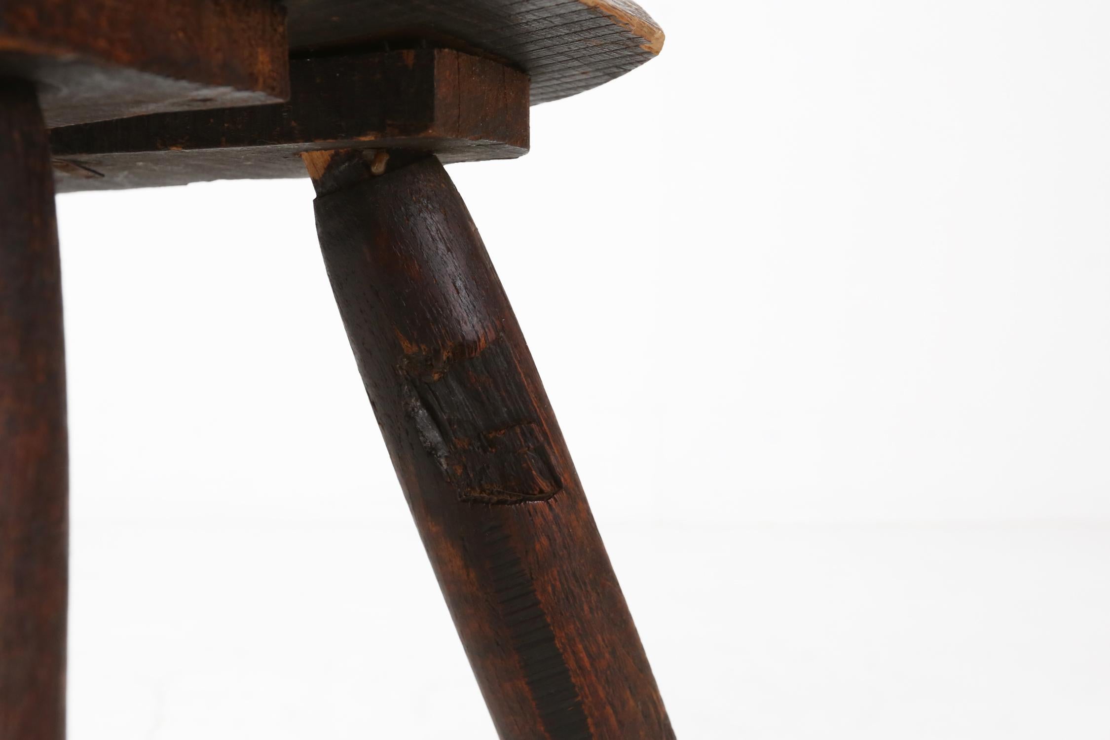 Rustic Wooden Stool Ca.1900 3