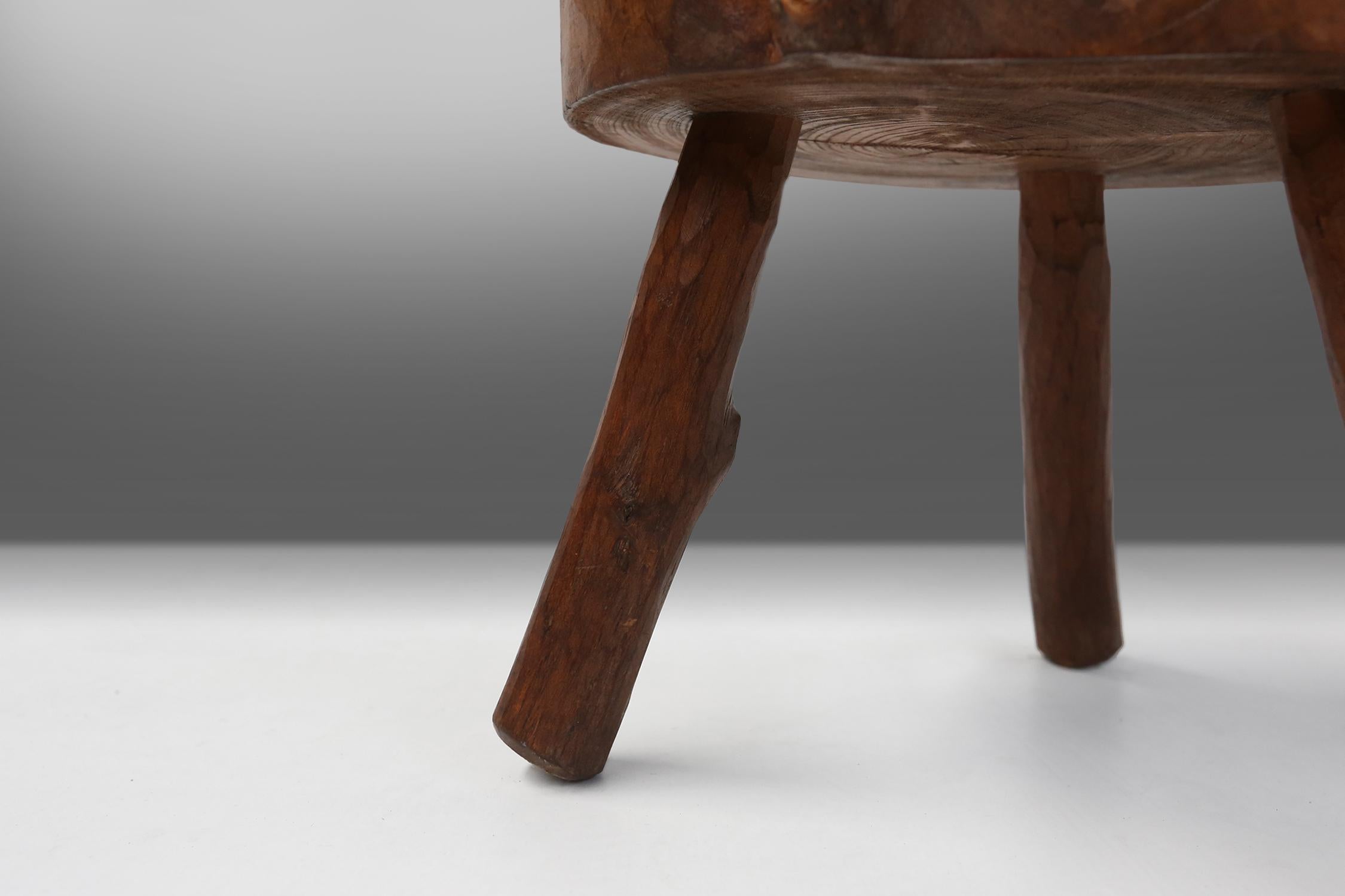 Wood Rustic wooden stool Ca.1935 For Sale