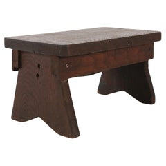 Rustic Wooden Stool with Exceptional Patina, Belgium 1880s