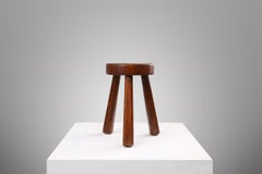 Rustic wooden stool with handle 1920's