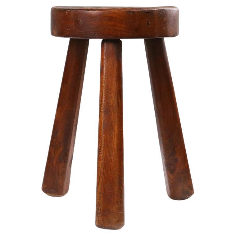 Rustic wooden stool with handle 1920's For Sale