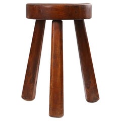 Used Rustic wooden stool with handle 1920's