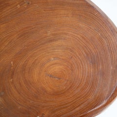 Rustic Wooden Stool with Round Seat and Tapered Legs