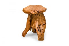 Rustic Wooden Tree Root Side Table with Organic Curved Top