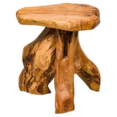 Rustic Wooden Tree Root Side Table with Organic Curved Top