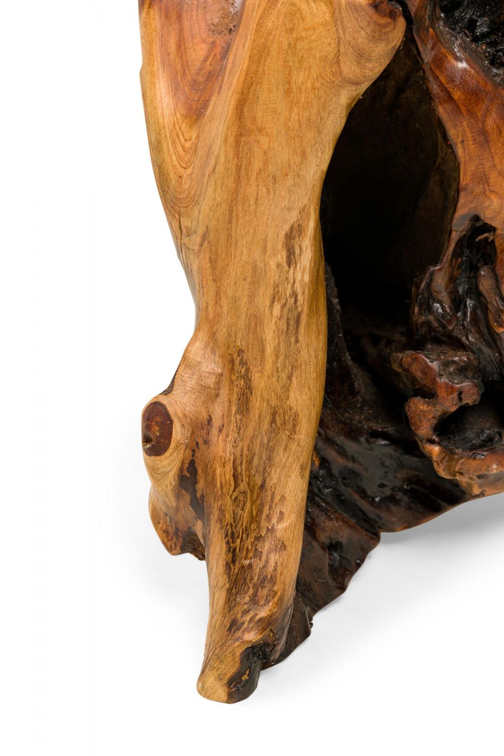 Rustic Wooden Tree Stump Burled Side Table with Organic Scalloped-Shaped Top For Sale 2