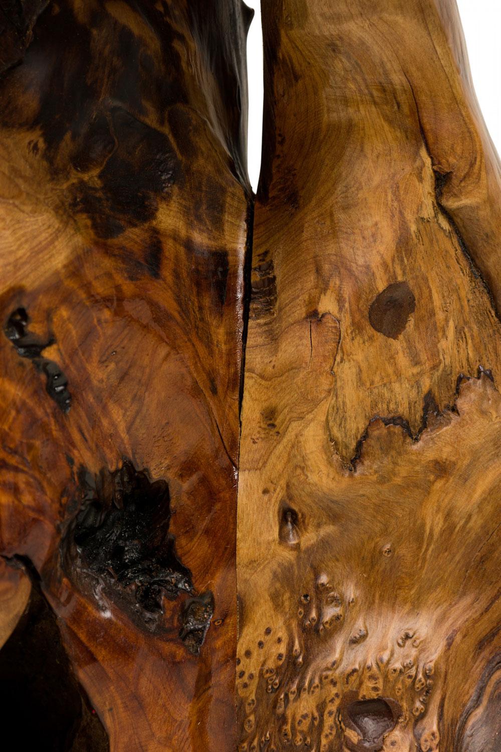 Rustic Wooden Tree Stump Burled Side Table with Organic Scalloped-Shaped Top For Sale 3