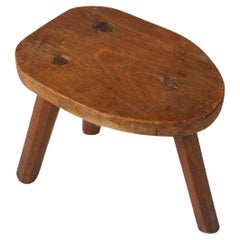 Rustic Wooden tripod Stool, France 1920s