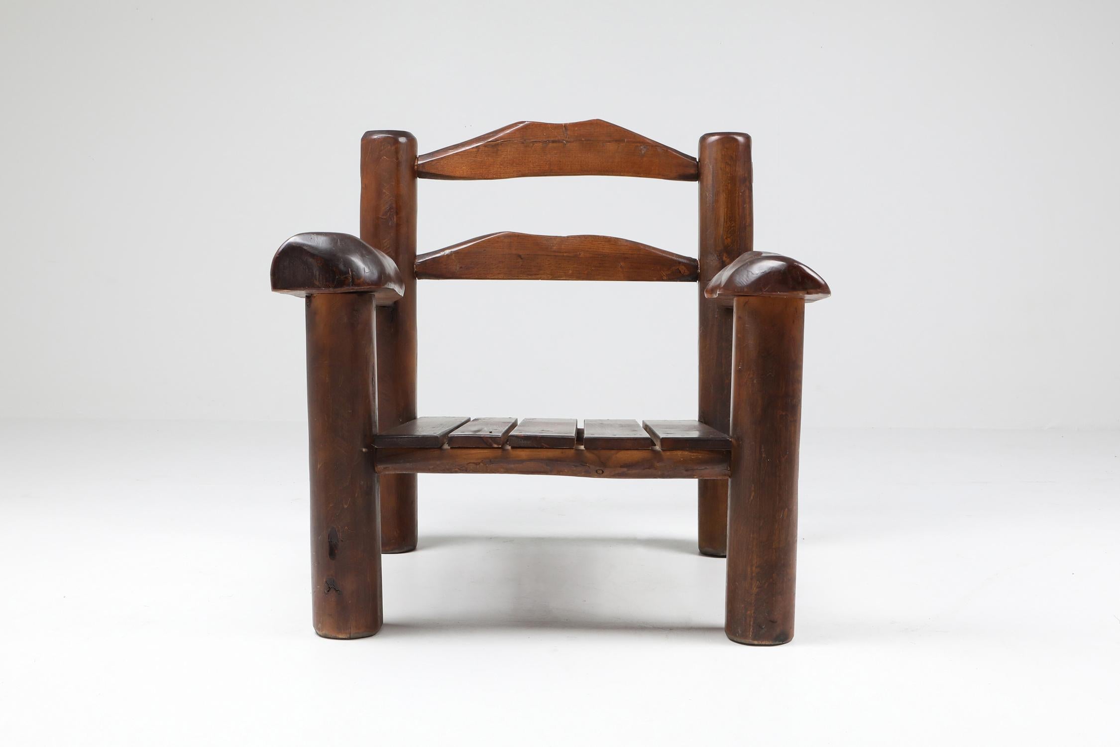 Rustikale Wabi Sabi Lounge-Stühle aus Holz (Mitte des 20. Jahrhunderts)