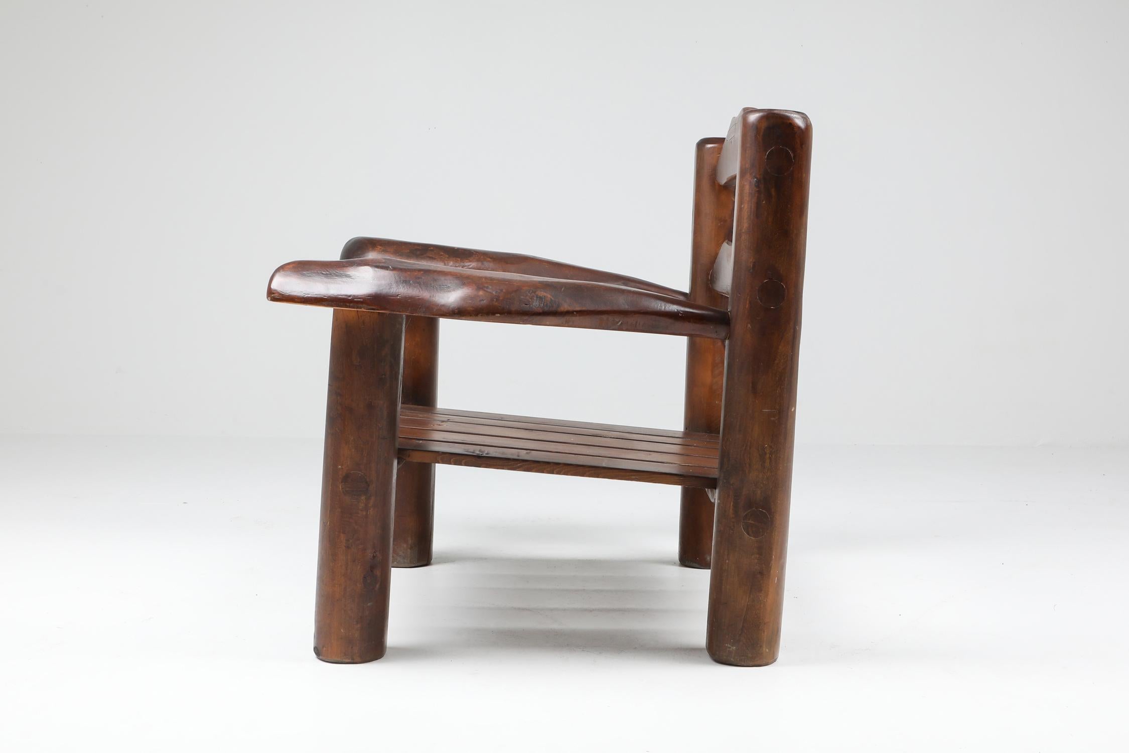 European Rustic Wooden Wabi Sabi Lounge Chairs