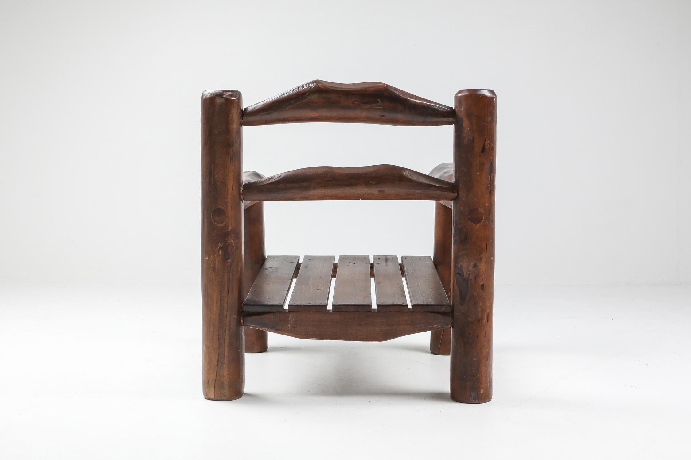 Rustikale Wabi Sabi Lounge-Stühle aus Holz 1