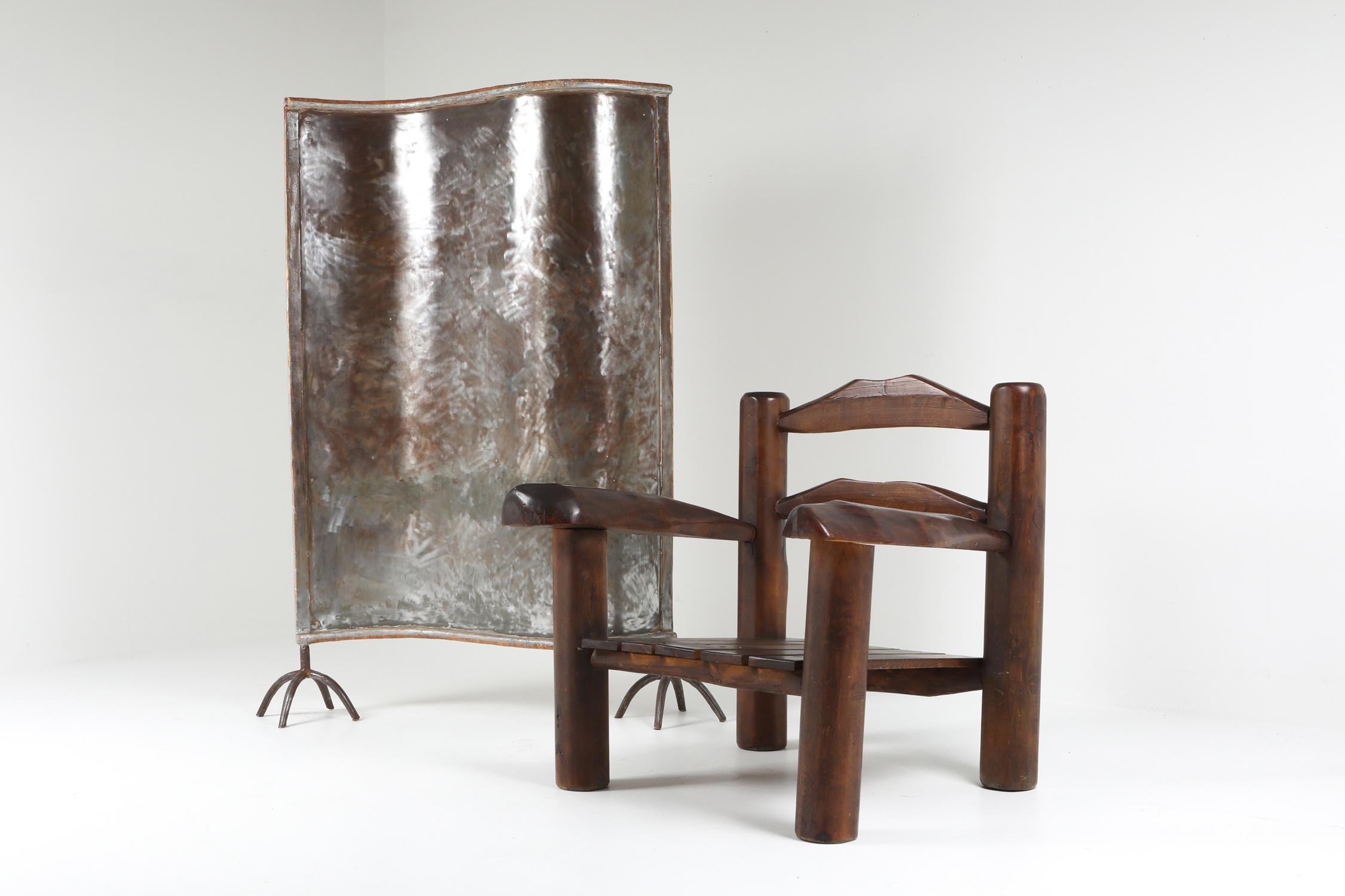 Mid-20th Century Rustic Wooden Wabi Sabi Lounge Chairs