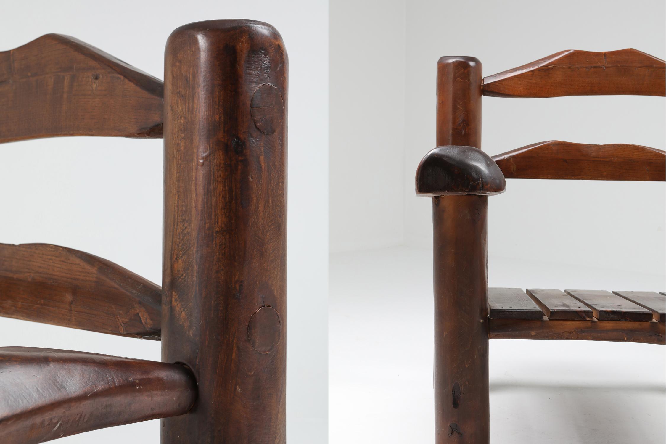 Rustikale Wabi Sabi Lounge-Stühle aus Holz 3