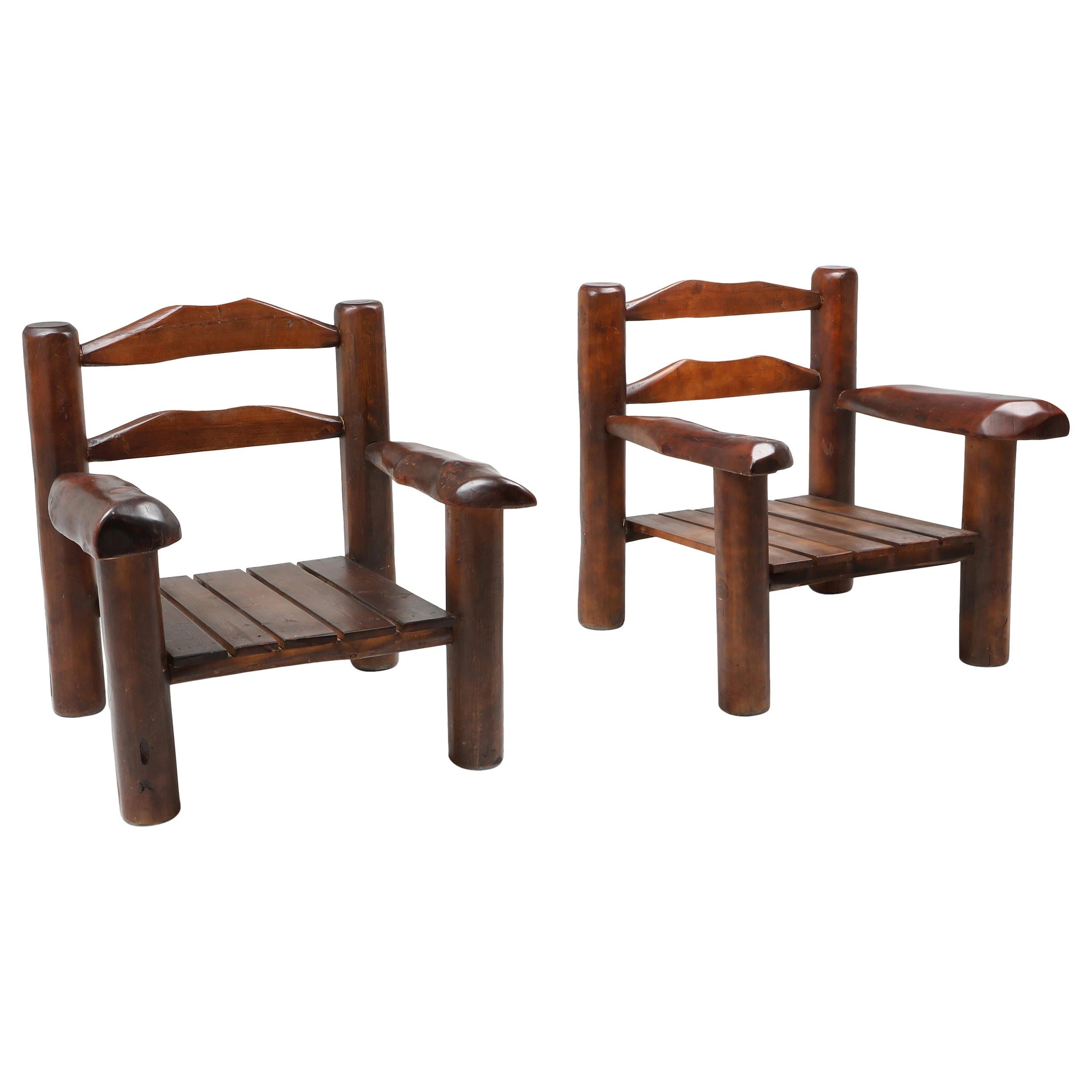 Rustic Wooden Wabi Sabi Lounge Chairs