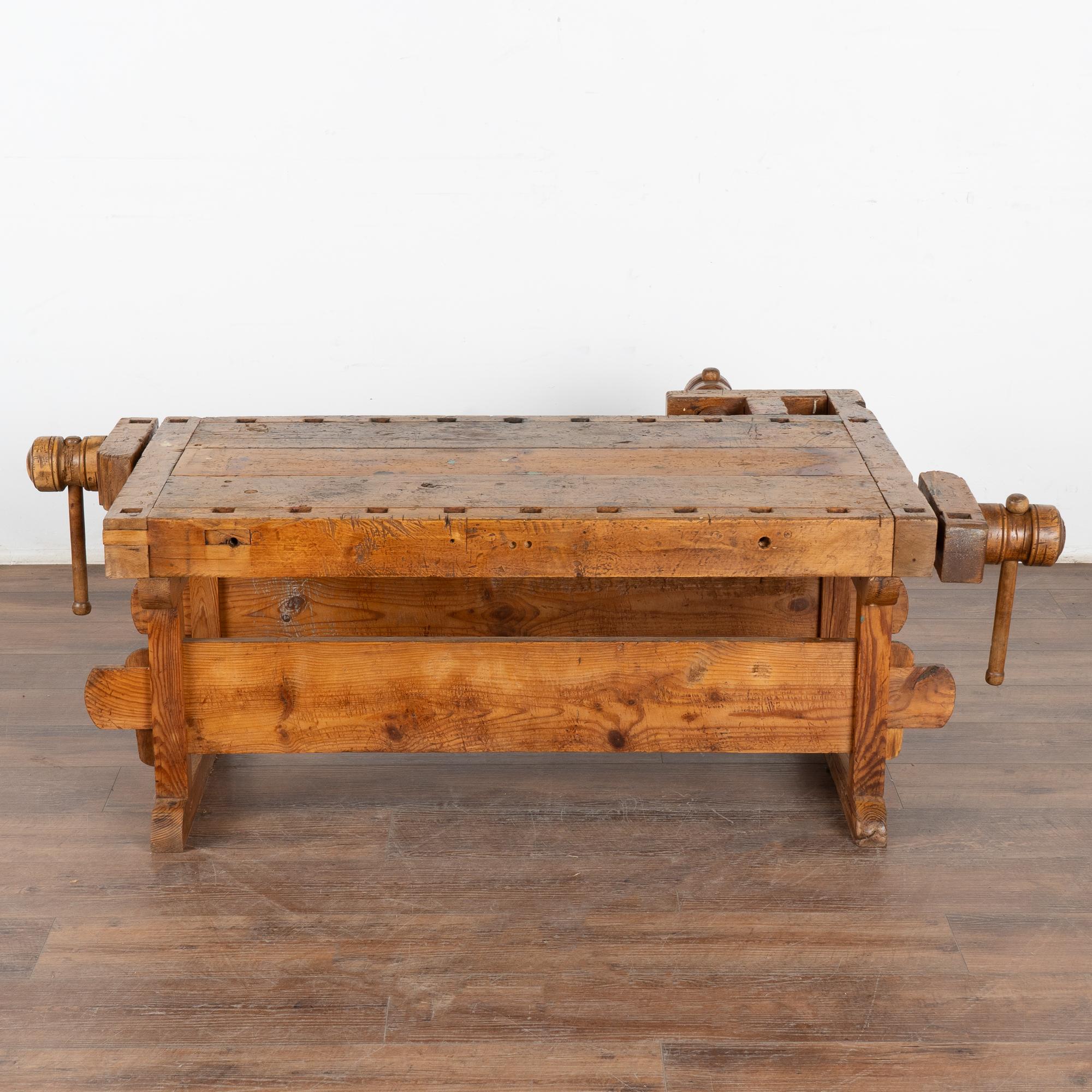 Rustic Work Bench Coffee Table, Denmark circa 1900 In Good Condition In Round Top, TX