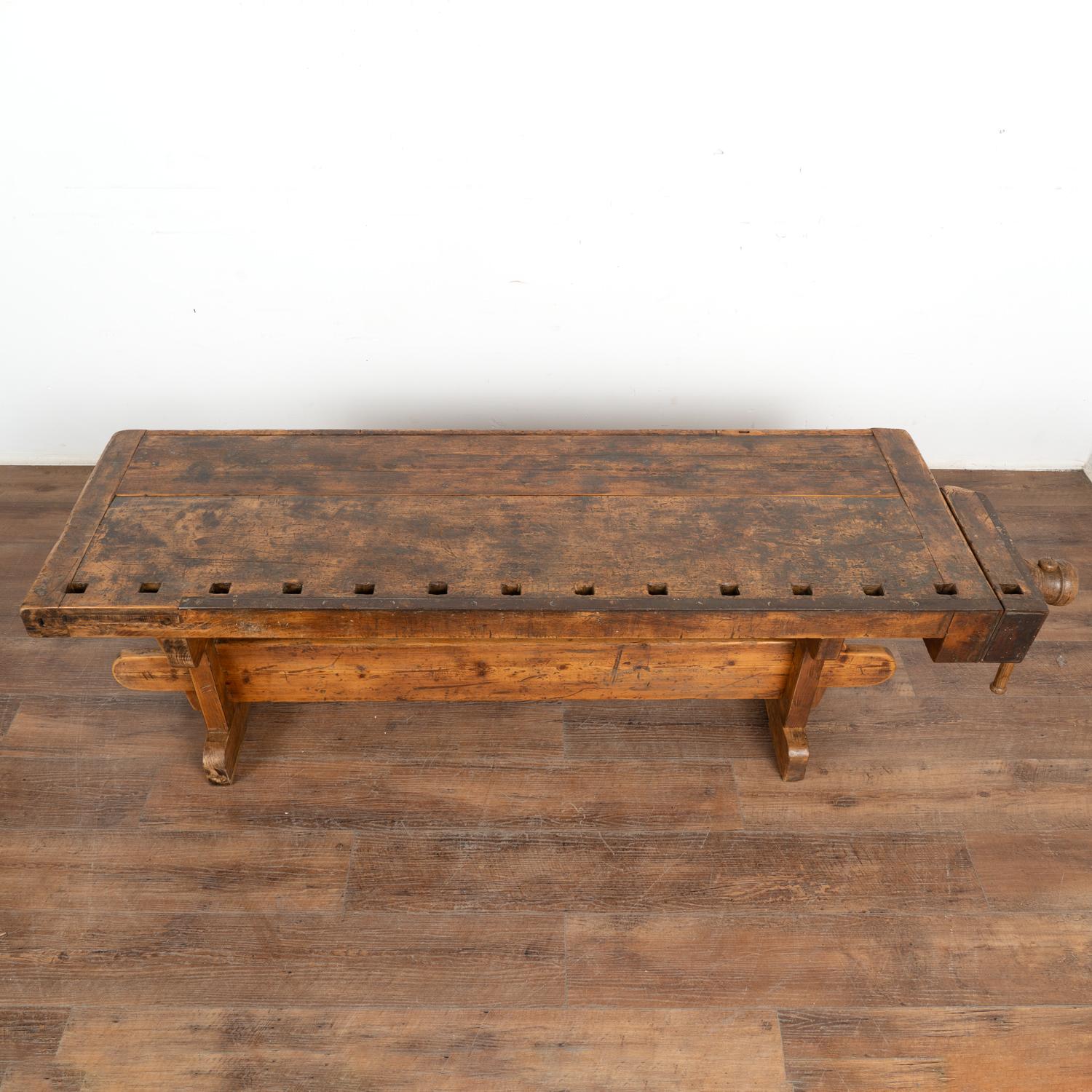 Rustic Work Bench Coffee Table, Denmark circa 1900's In Good Condition In Round Top, TX