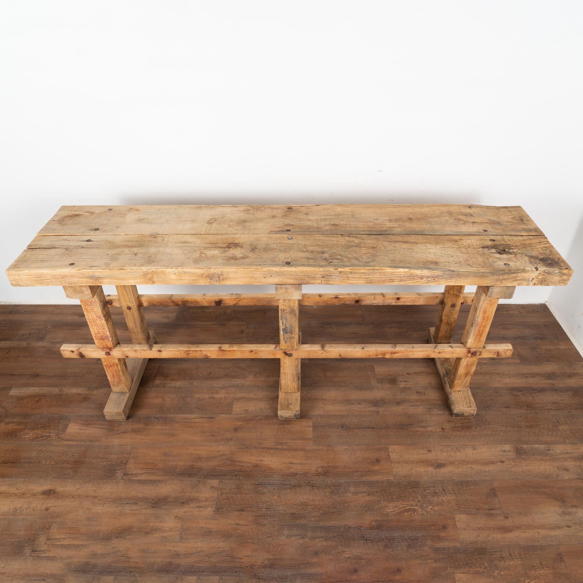 Rustic Work Table Console, Hungary circa 1900 In Good Condition For Sale In Round Top, TX