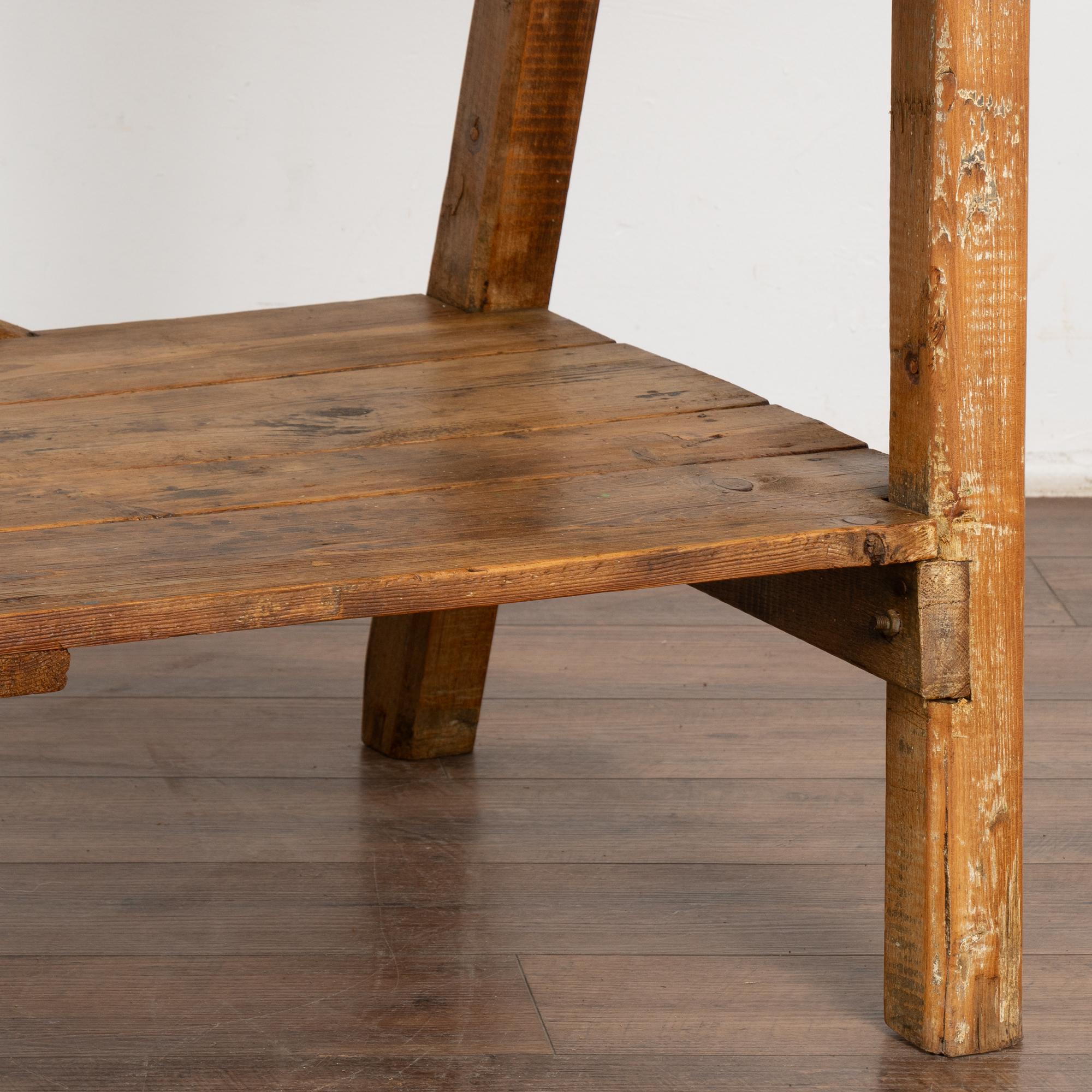 Rustic Work Table Console With Shelf and Drawer, Circa 1880 5