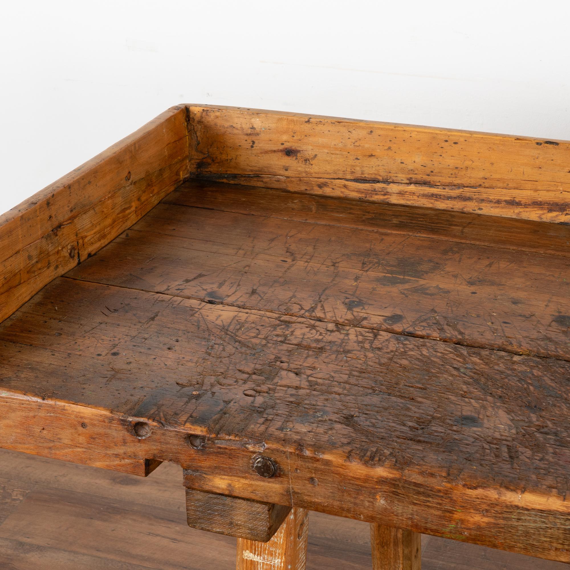 Iron Rustic Work Table Console With Shelf and Drawer, Circa 1880