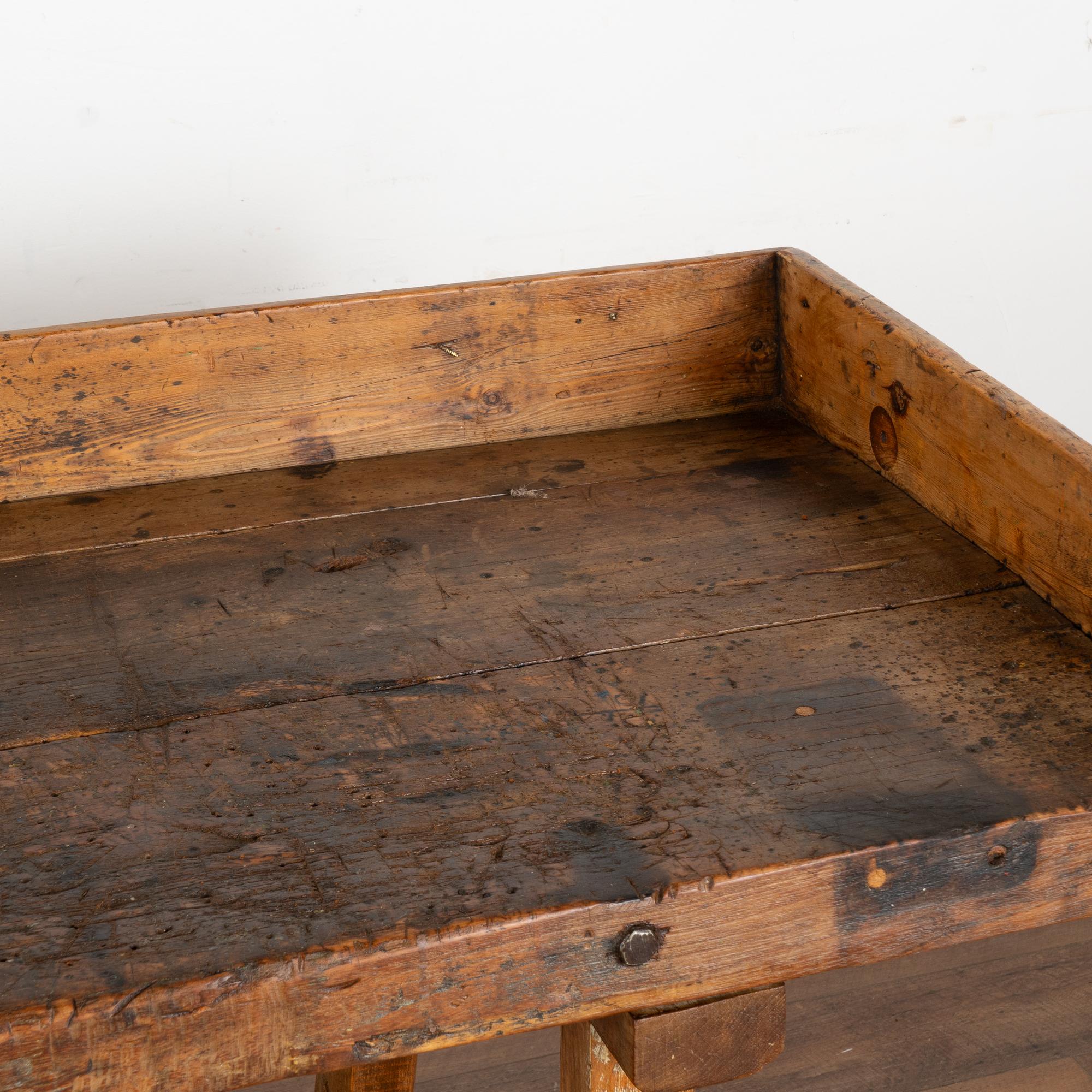 Rustic Work Table Console With Shelf and Drawer, Circa 1880 2