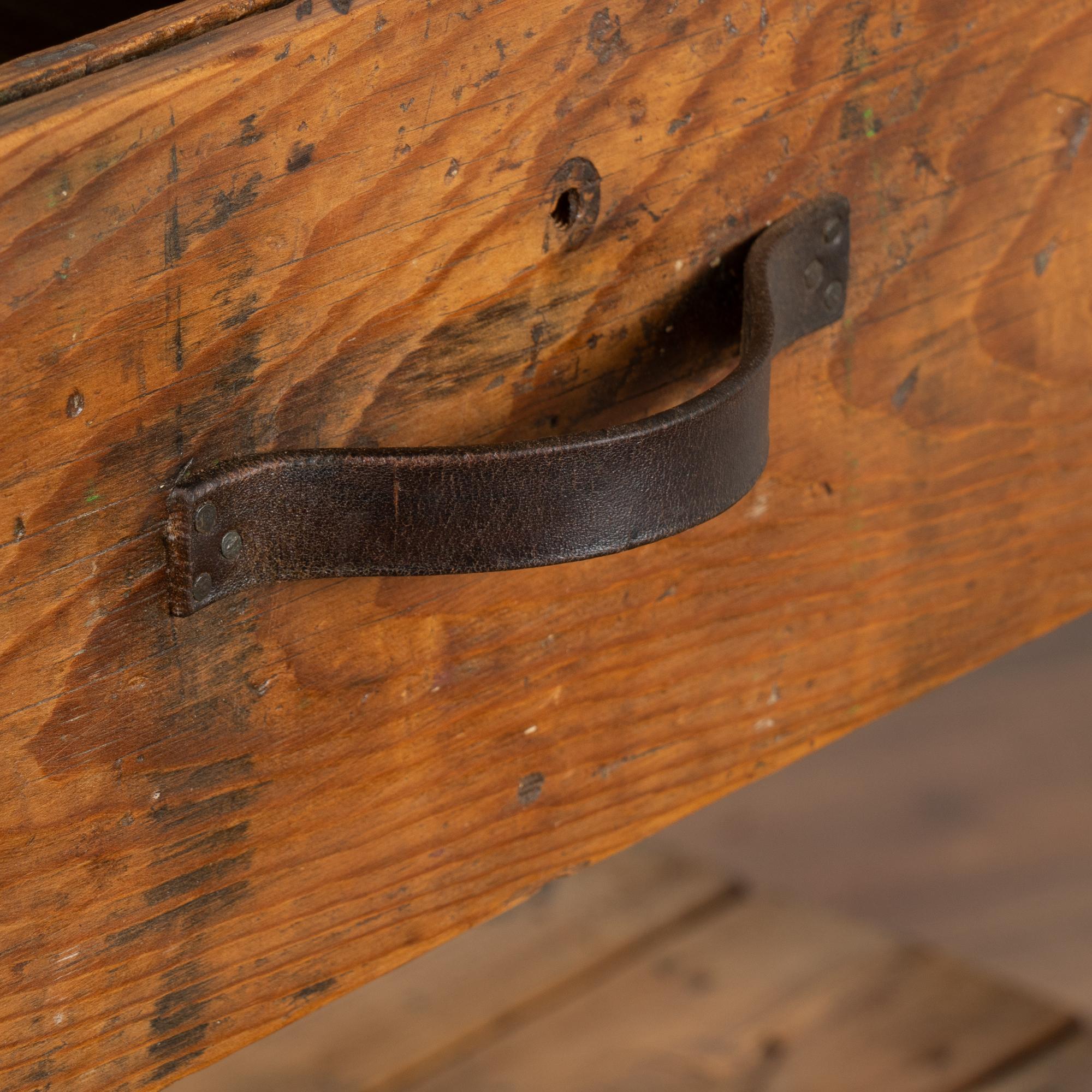Rustic Work Table Console With Shelf and Drawer, Circa 1880 3