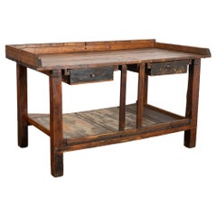 Antique Rustic Work Table Kitchen Island, Hungary circa 1900-20