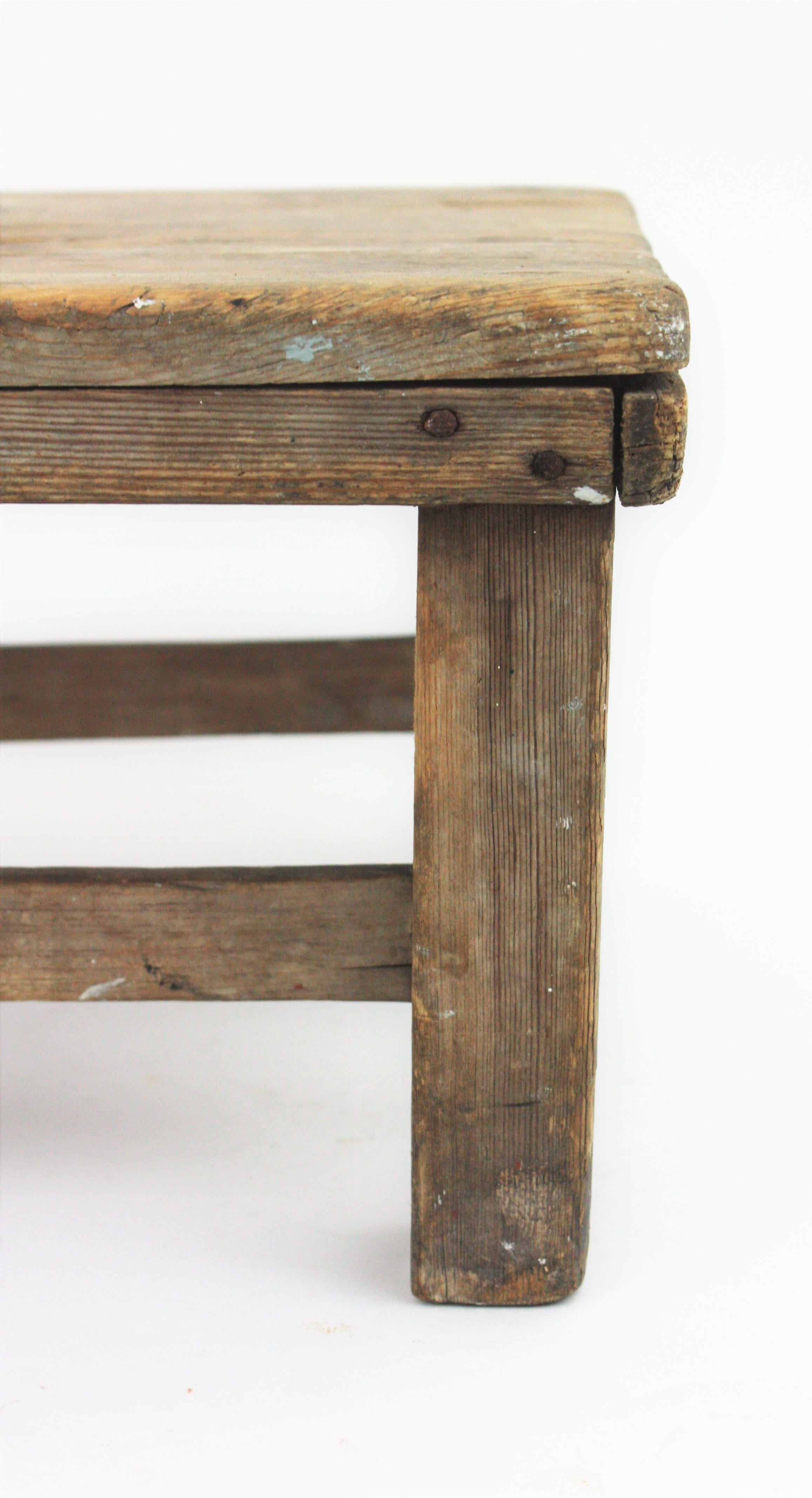 Rustic Workshop Wooden Pedestal Stand or Stool For Sale 8