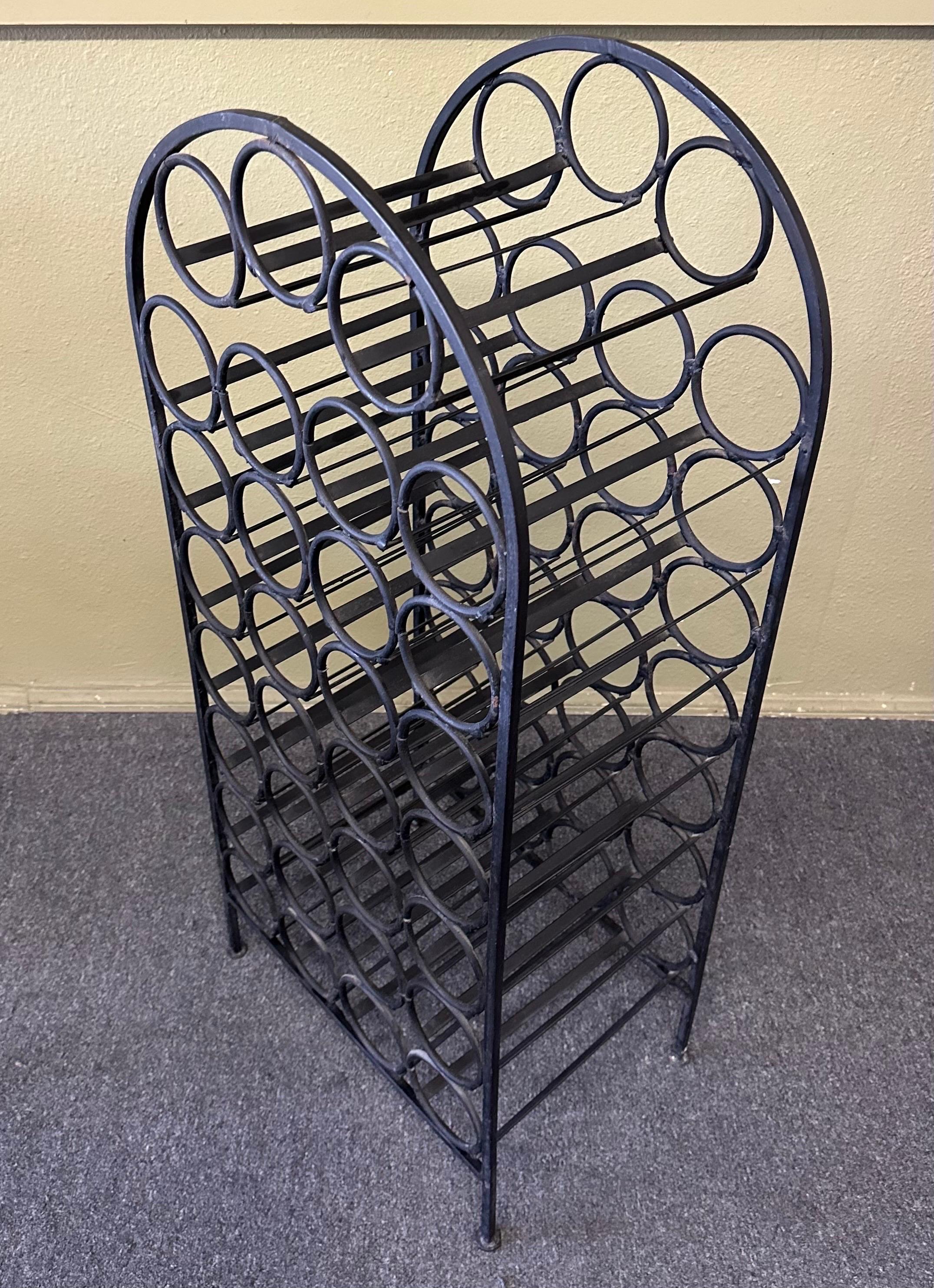 American Rustic Wrought Iron Wine Rack / Cabinet For Sale