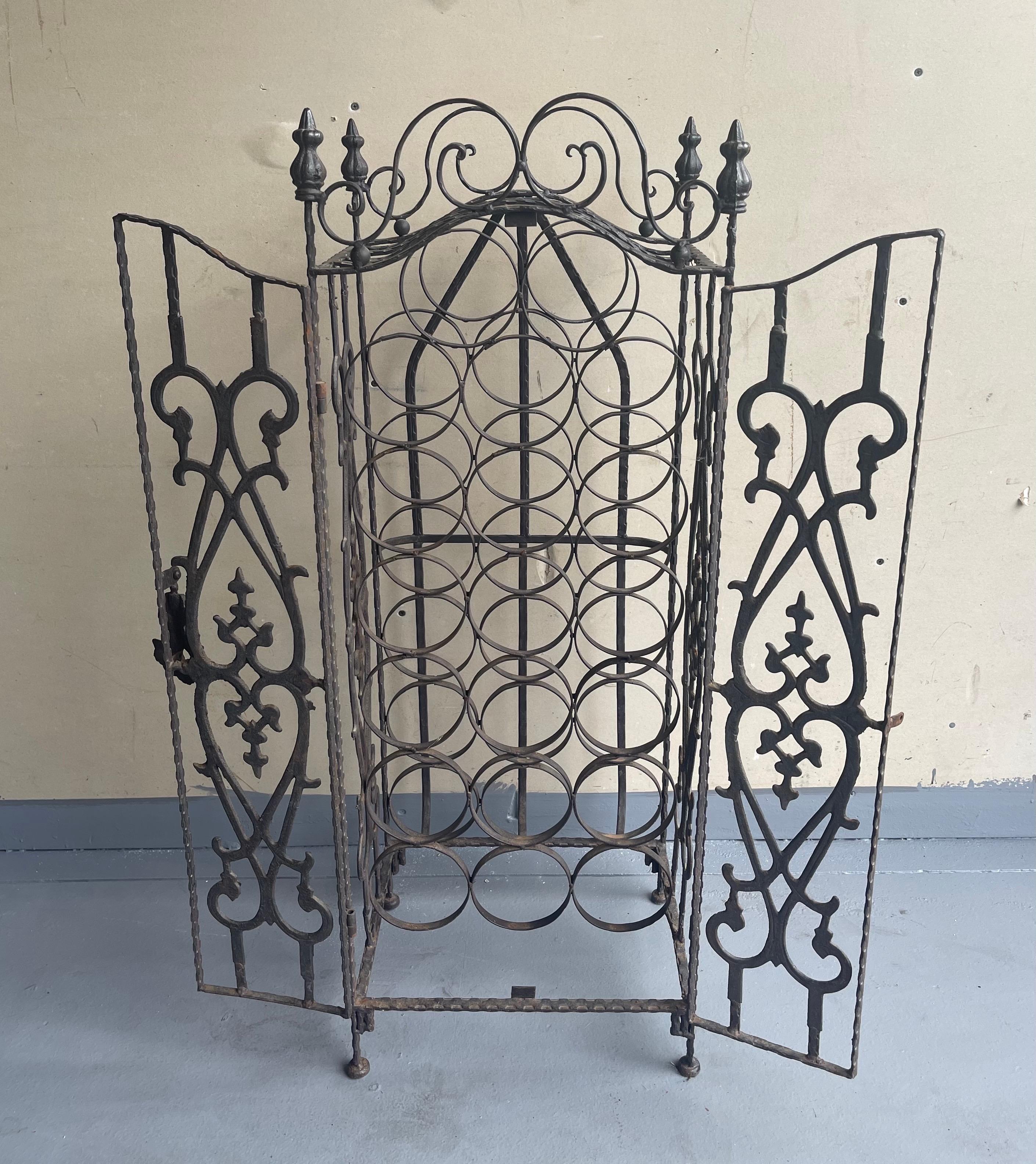 Rustic Wrought Iron Wine Rack / at 1stDibs wrought iron wine