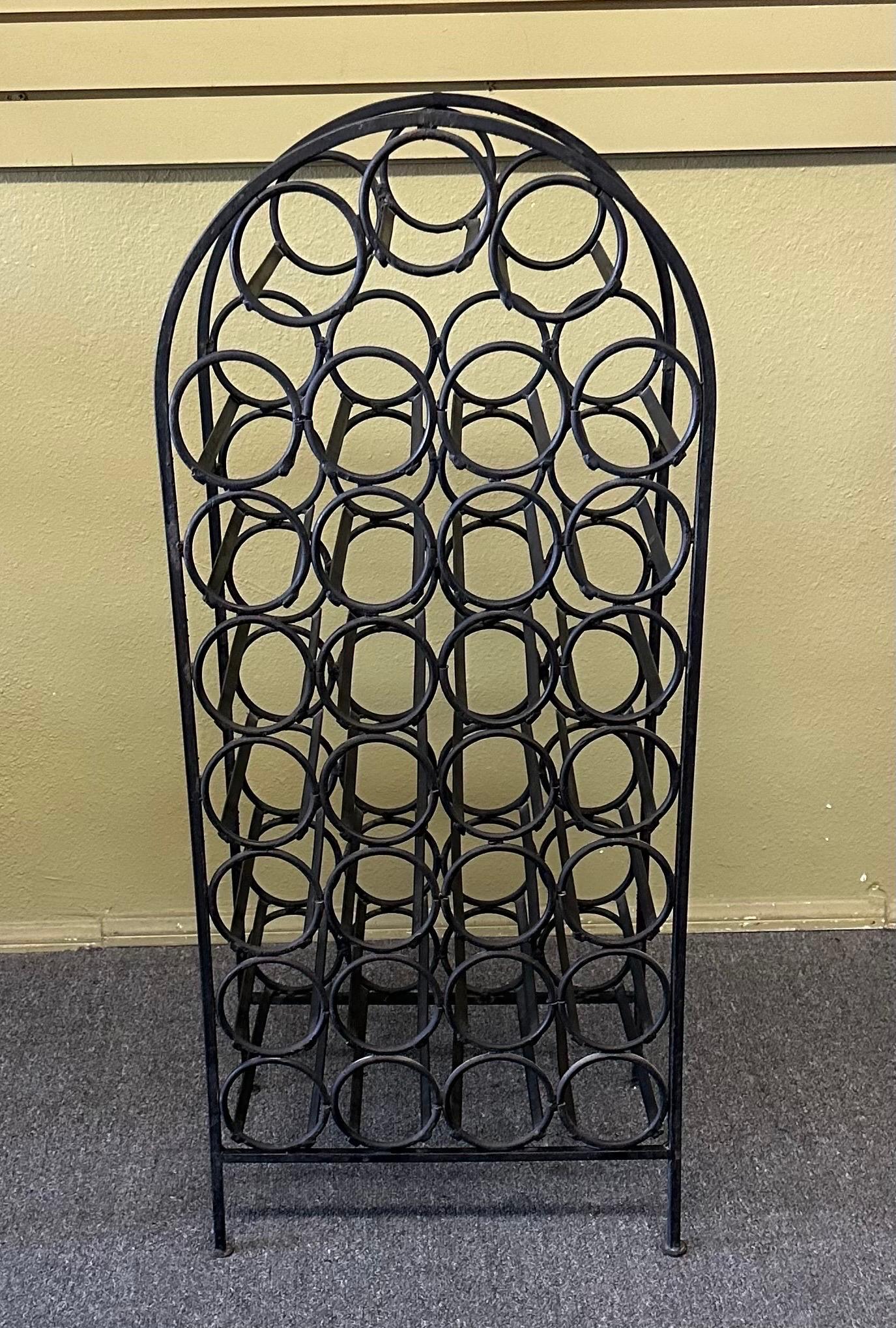 Rustic Wrought Iron Wine Rack / Cabinet In Good Condition For Sale In San Diego, CA