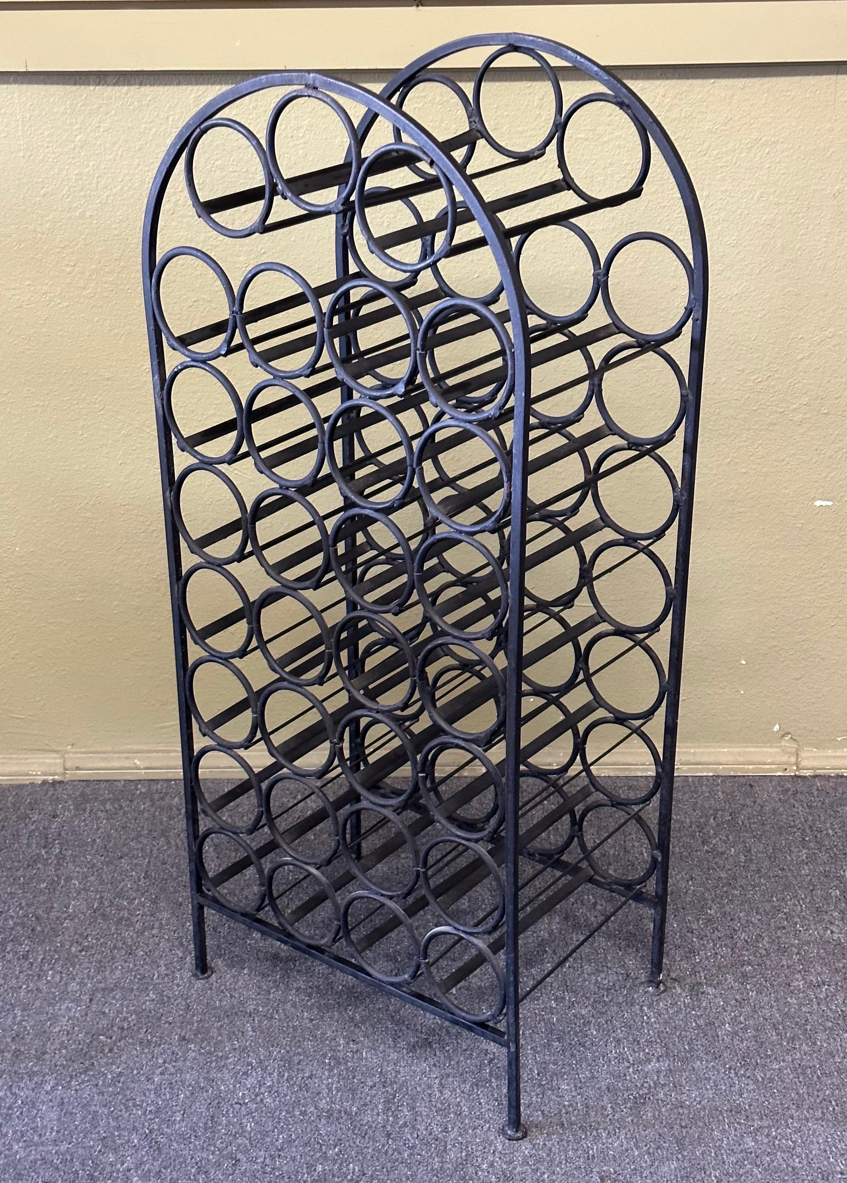 20th Century Rustic Wrought Iron Wine Rack / Cabinet For Sale