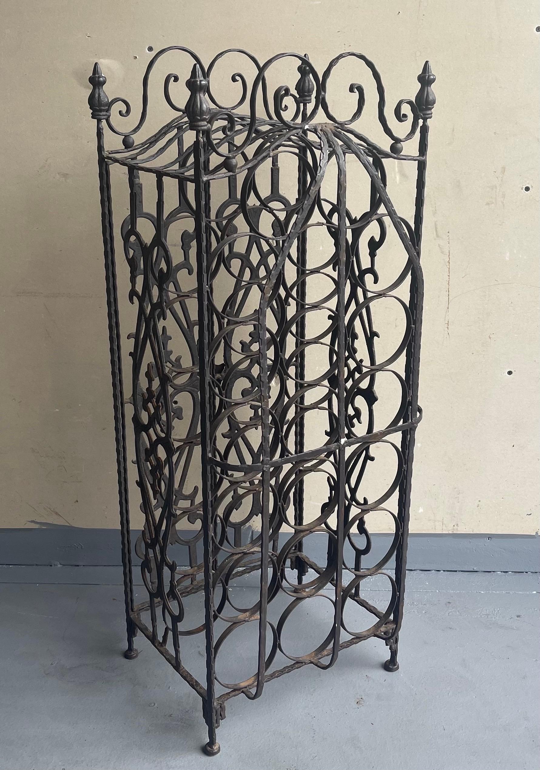 Rustic Wrought Iron Wine Rack / at 1stDibs wrought iron wine