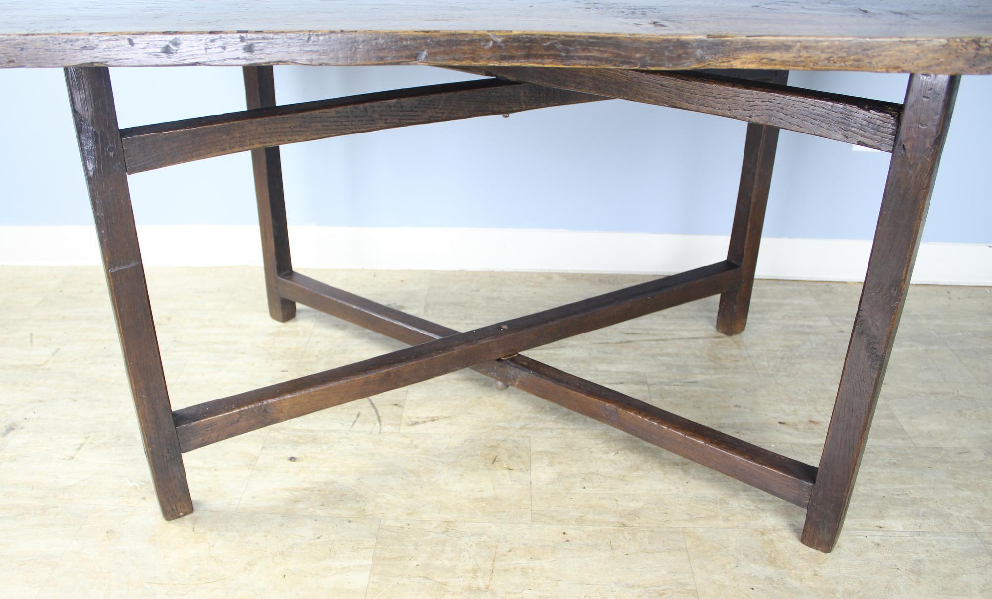 Rustic X Based Oak Farm Table For Sale 4