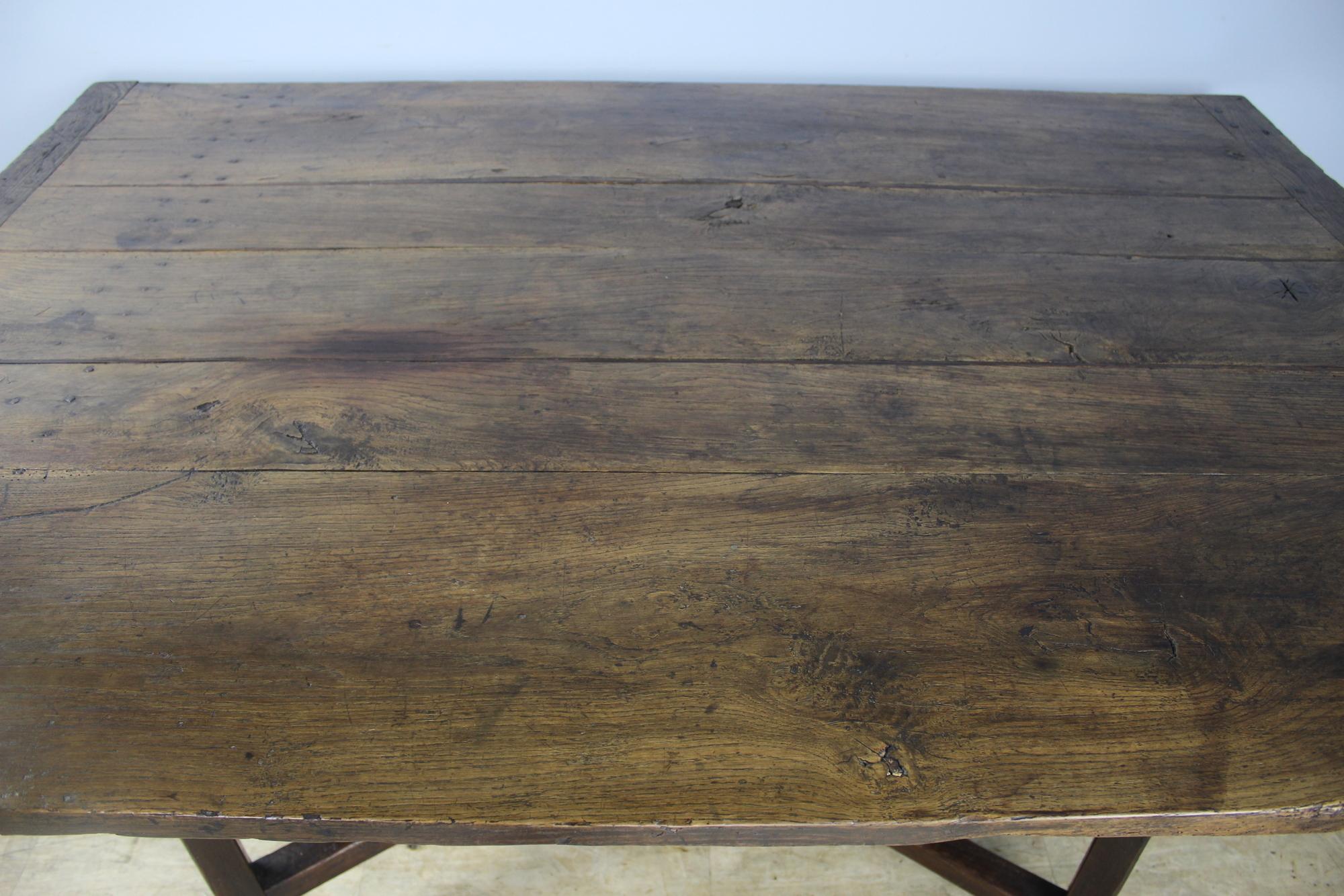 French Rustic X Based Oak Farm Table For Sale