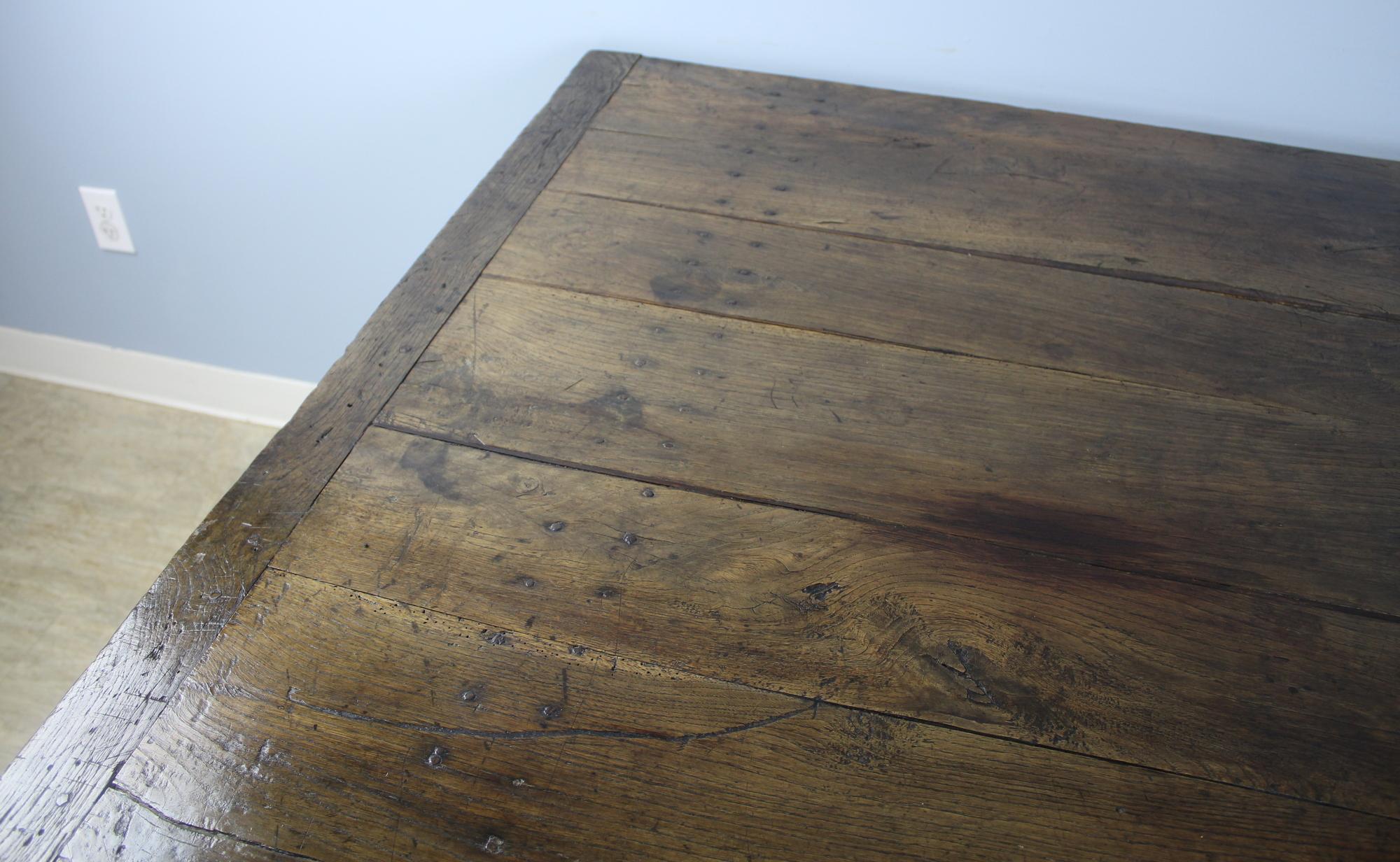 19th Century Rustic X Based Oak Farm Table For Sale