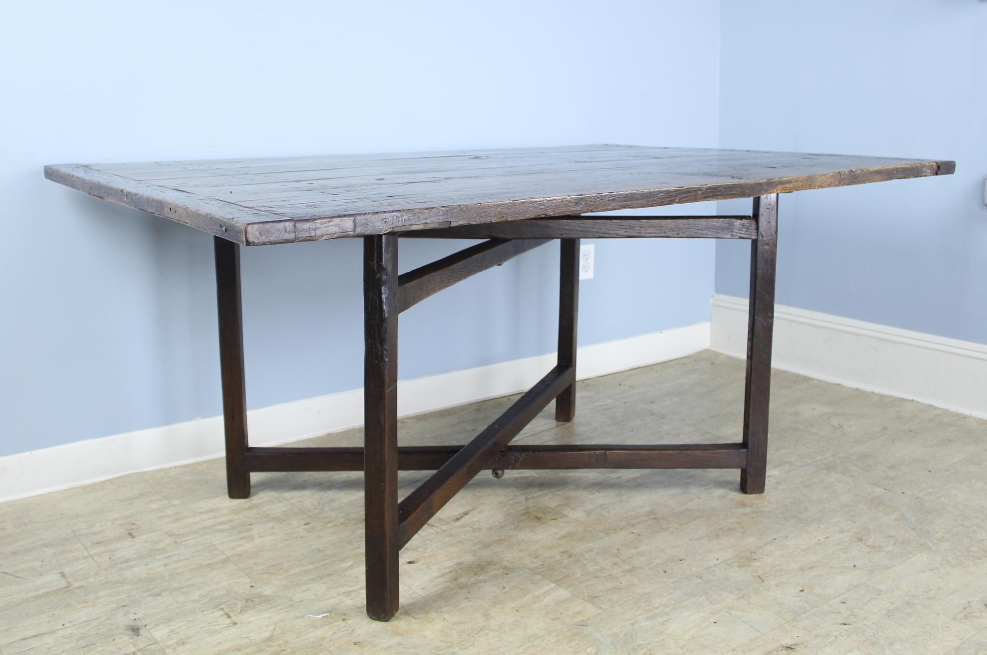 Rustic X Based Oak Farm Table For Sale 2