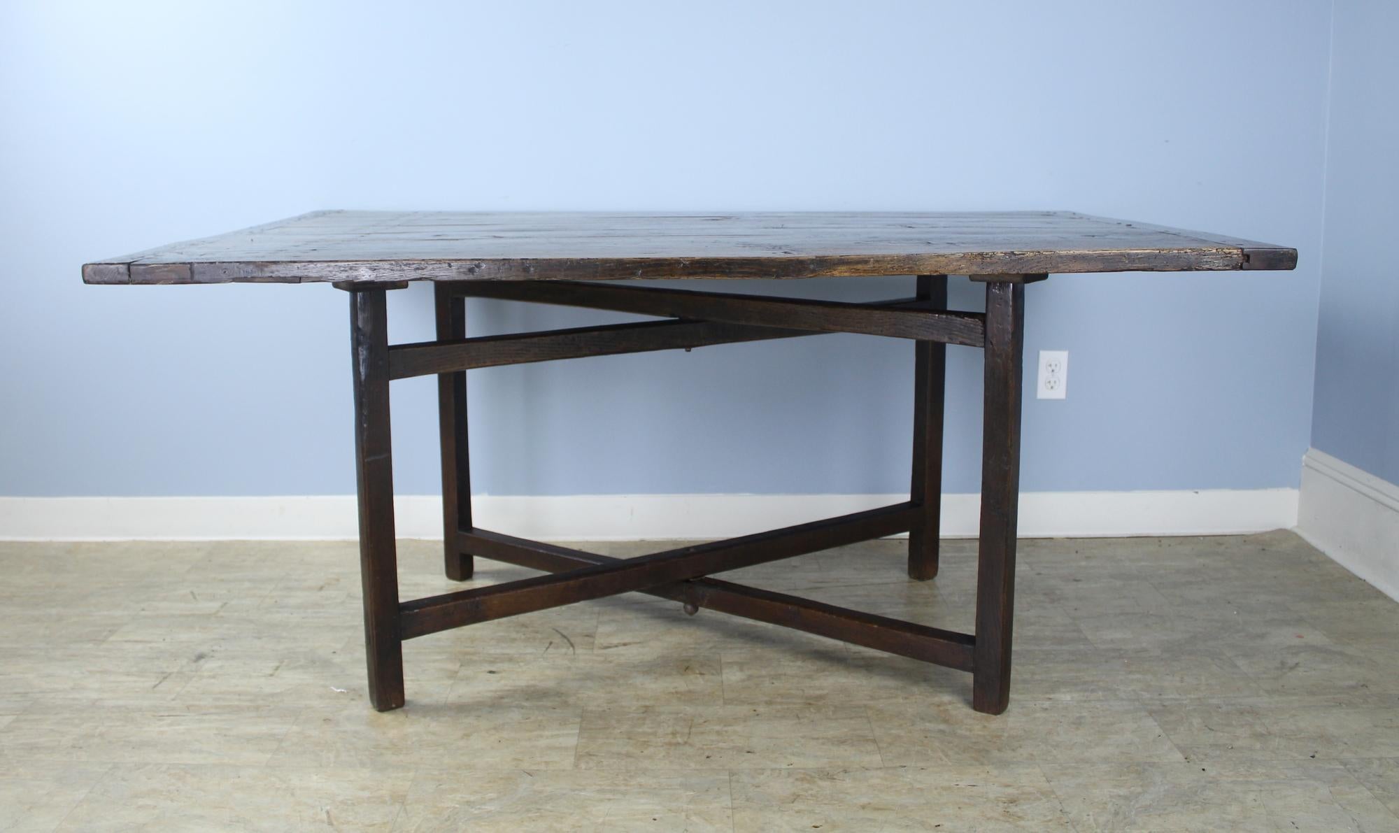 Rustic X Based Oak Farm Table For Sale 3