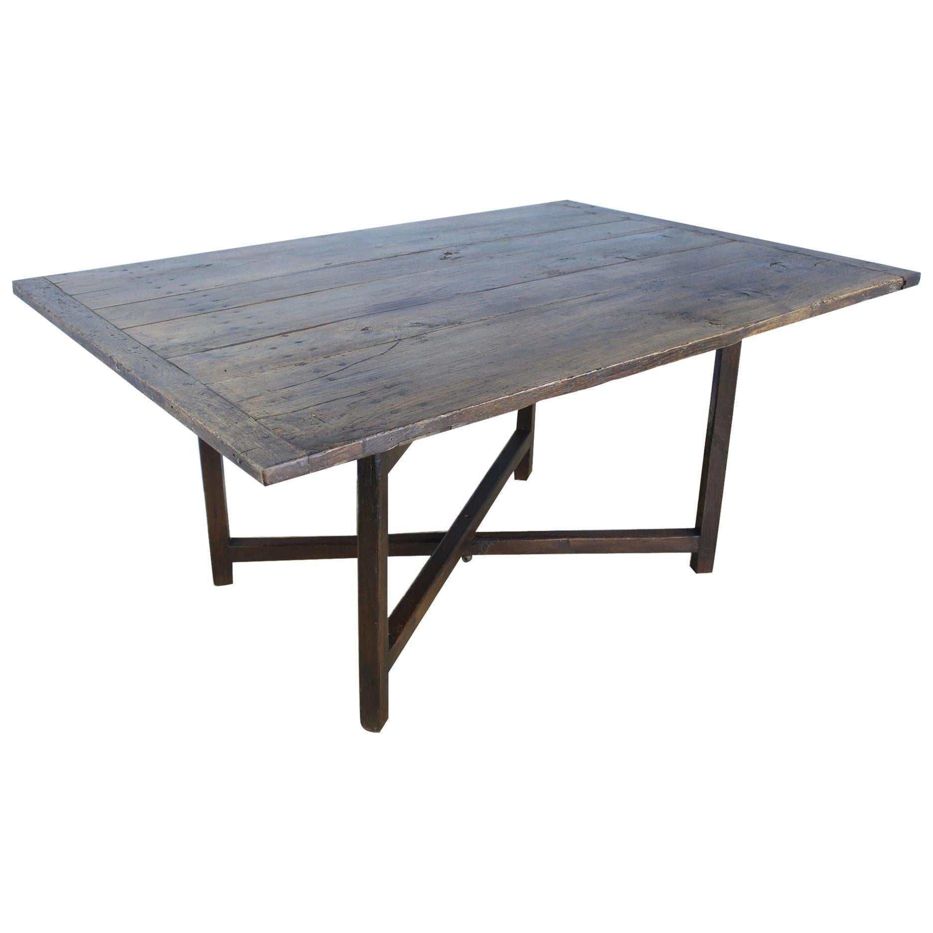 Rustic X Based Oak Farm Table