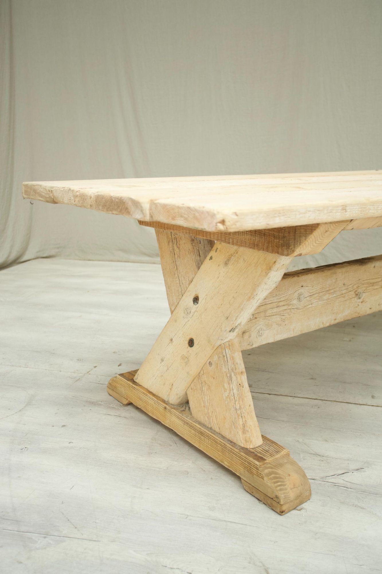 Contemporary Rustic 'x' Frame Pine Dining Table For Sale