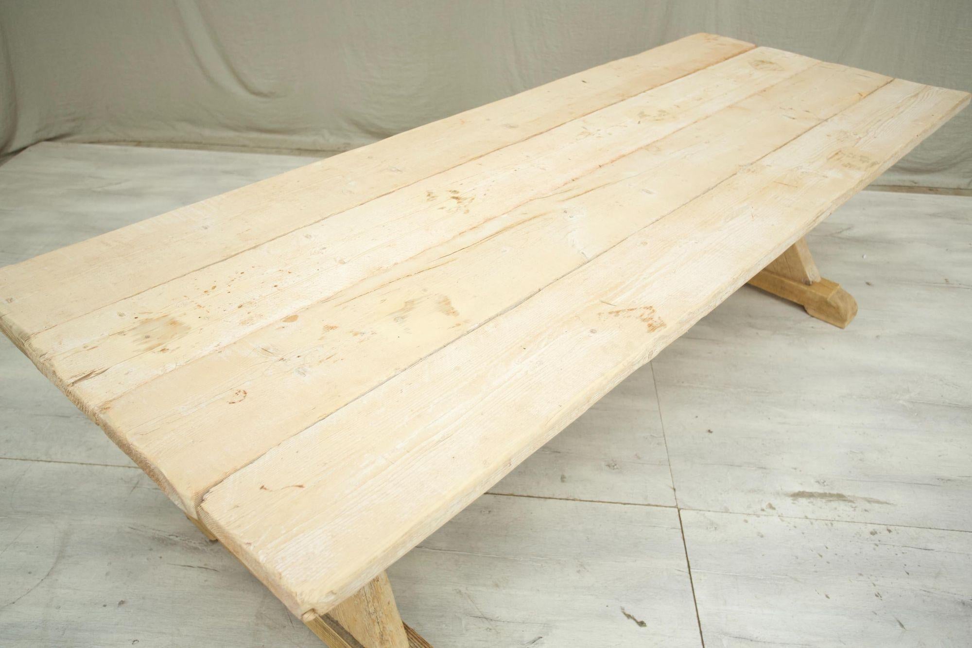 Rustic 'x' Frame Pine Dining Table For Sale 1