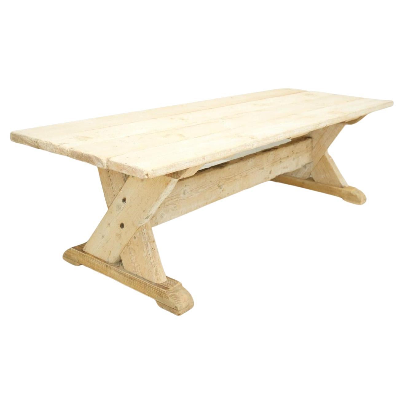 Rustic 'x' Frame Pine Dining Table For Sale