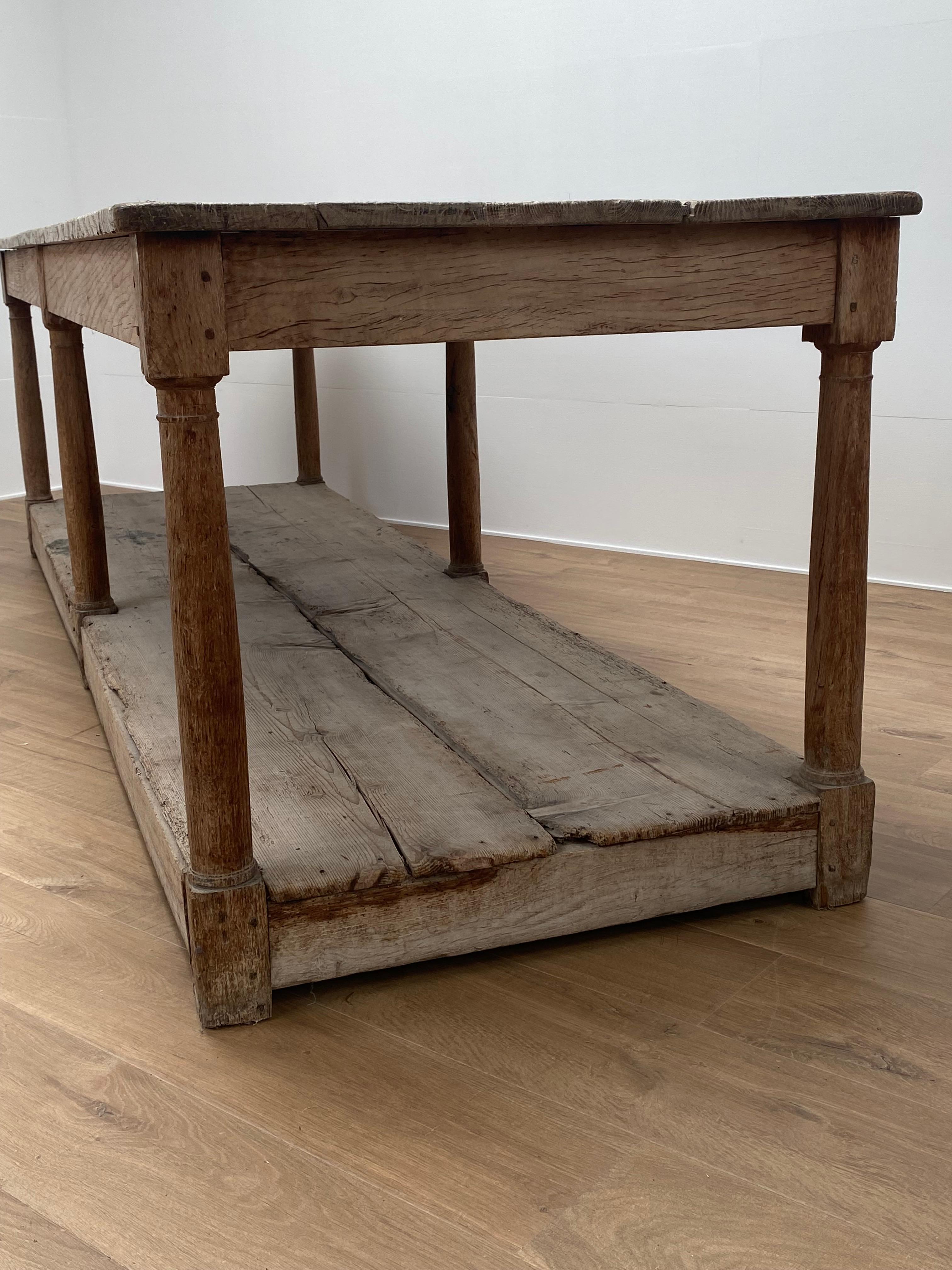 Rustic, Brutalist French Drapiers Table in Bleached Oak 2