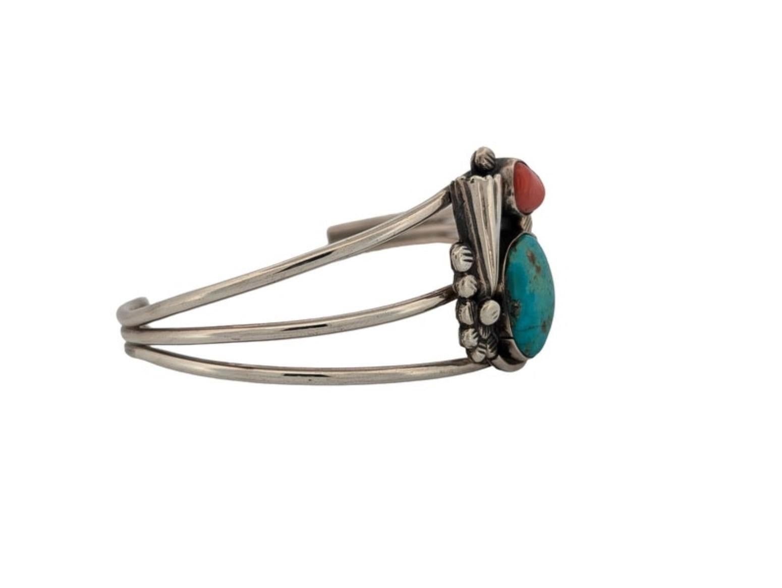 Modern Rustler's Ravine  Vintage Sterling Silver Morenci Turquoise  Cuff Bracelet