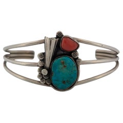 Rustler's Ravine Vintage Sterling Silver Morenci Turquoise Cuff Bracelet