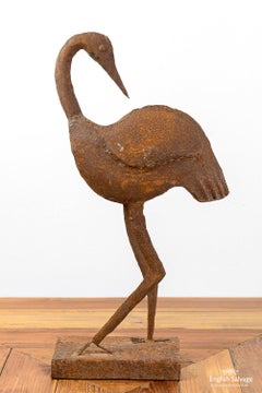 Rusty Crane / Stork Naïve Sculpture, 20th Century