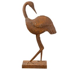 Rusty Crane / Stork Naïve Sculpture, 20th Century