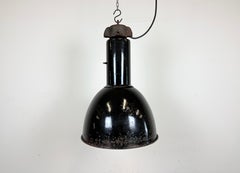 Rusty Industrial Bauhaus Black Enamel Pendant Lamp, 1930s