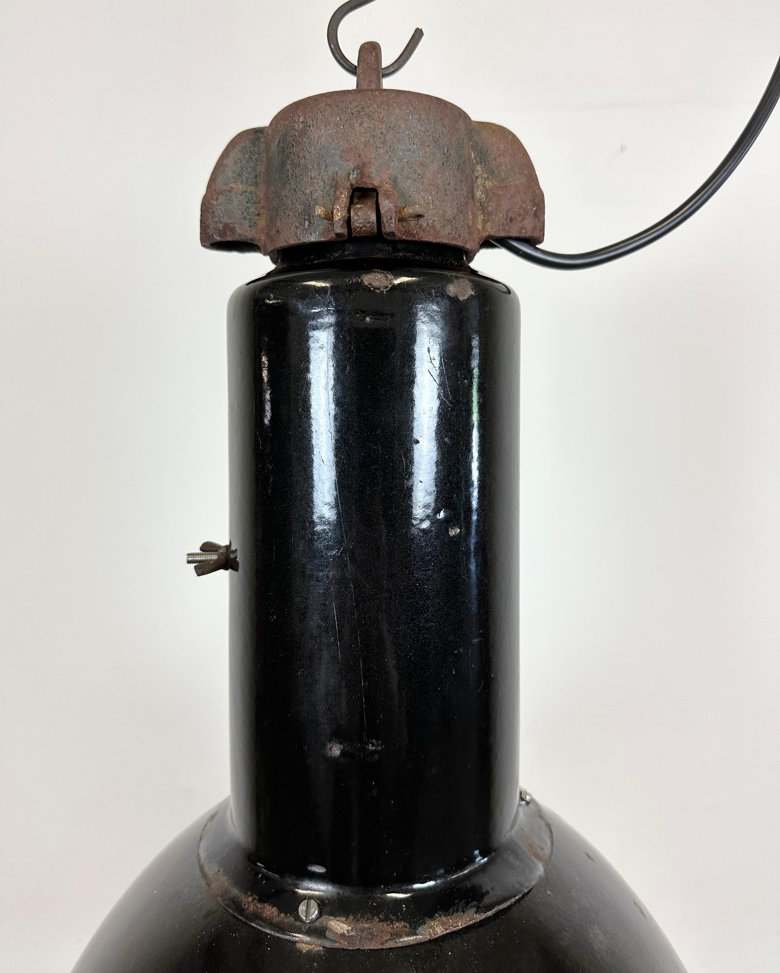 Cast Rusty Industrial Bauhaus Black Enamel Pendant Lamp, 1930s For Sale
