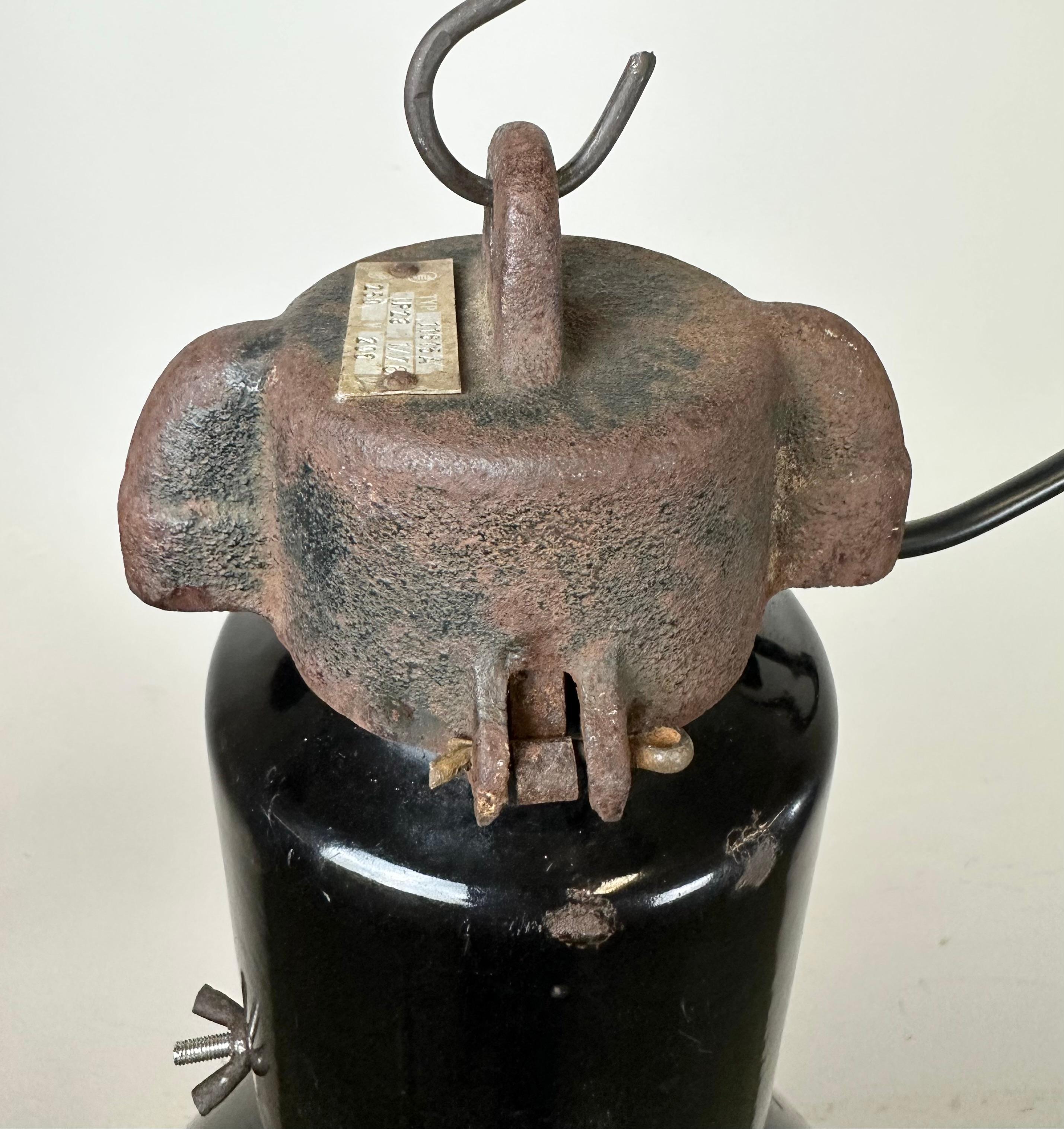 20th Century Rusty Industrial Bauhaus Black Enamel Pendant Lamp, 1930s For Sale