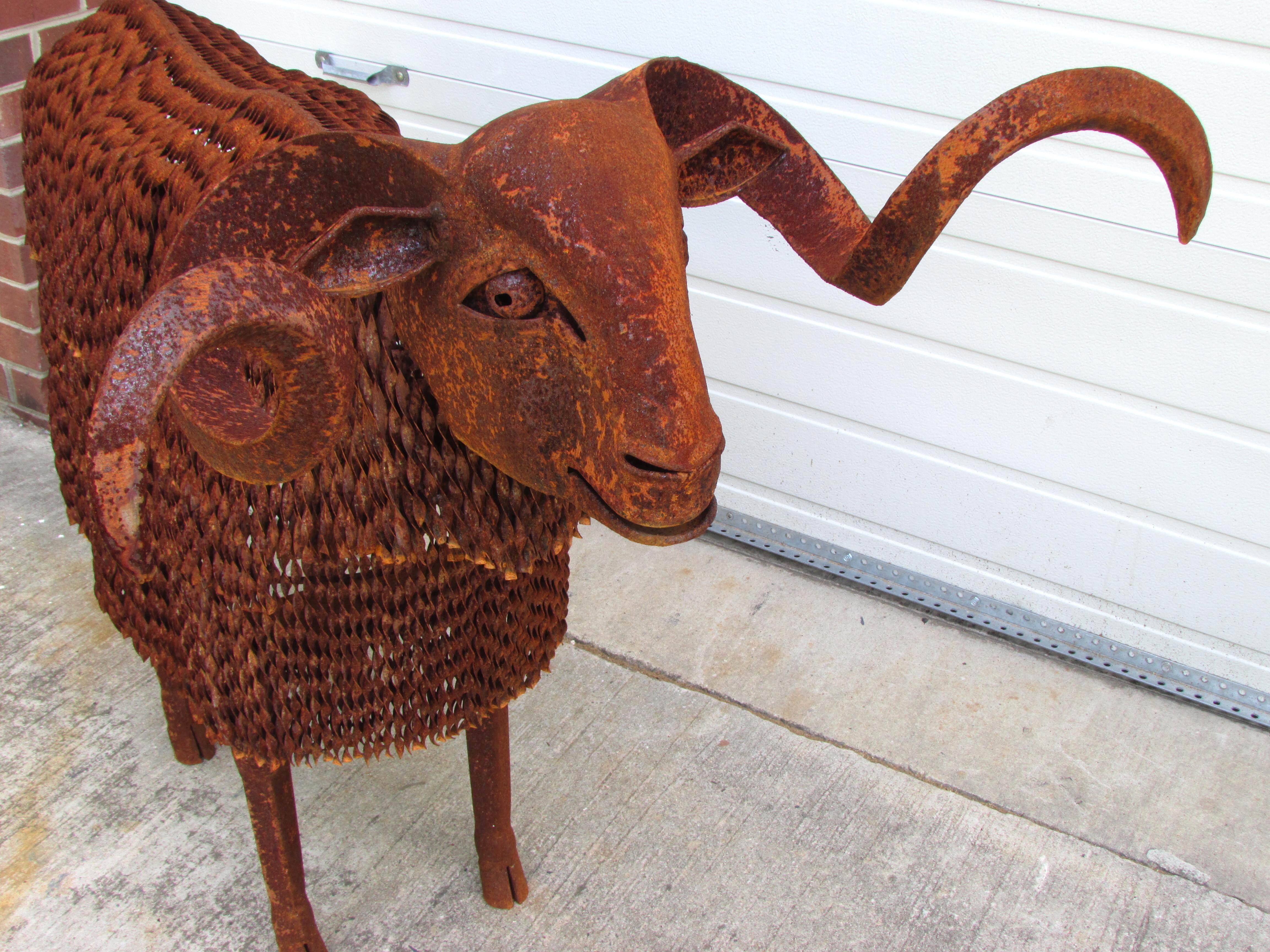 Rusty Lifesize Sheep In Excellent Condition For Sale In High Point, NC